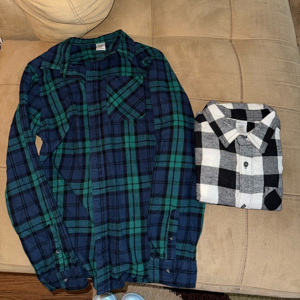 2 BOYS Plaid Button Down Shirts